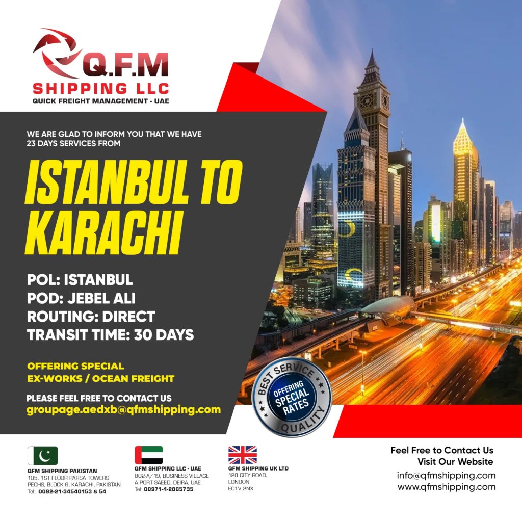 Istanbul To Karachi Via Jabel Ali