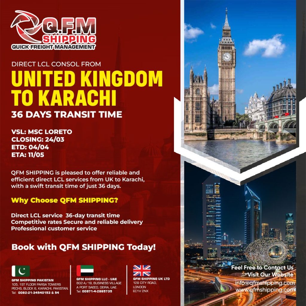 QFM Shipping UK To Karachi