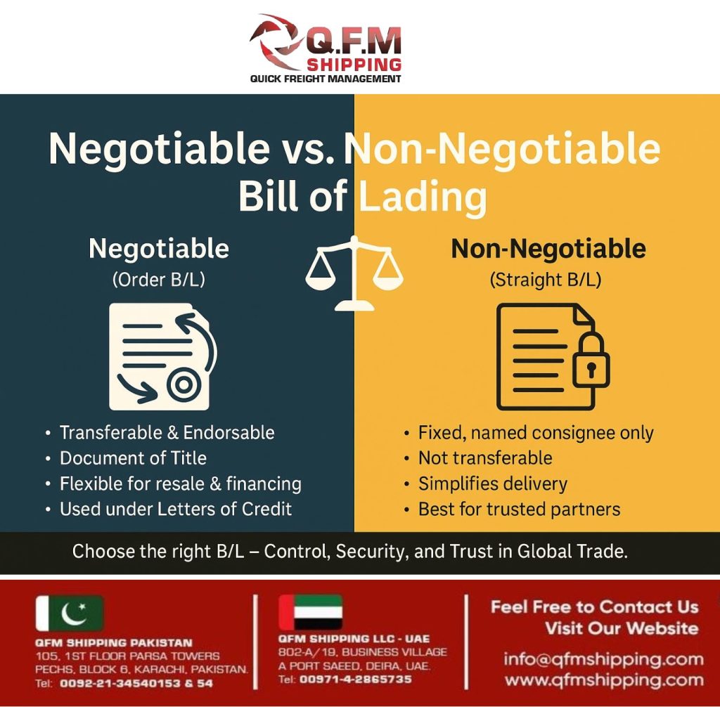 Negotiable vs. Non-Negotiable Bill of Lading