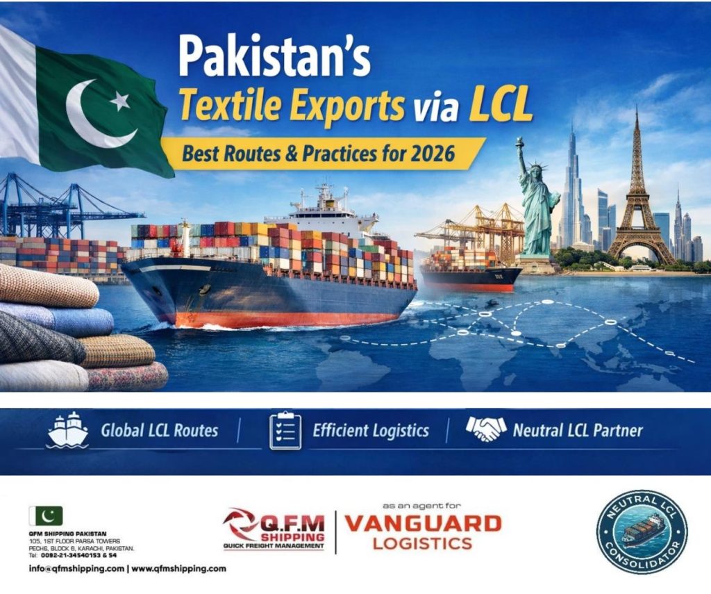 Pakistan textile exports via LCL